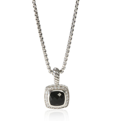 David Yurman Sterling Silver Onyx and Diamond Petite Albion Pendant fv