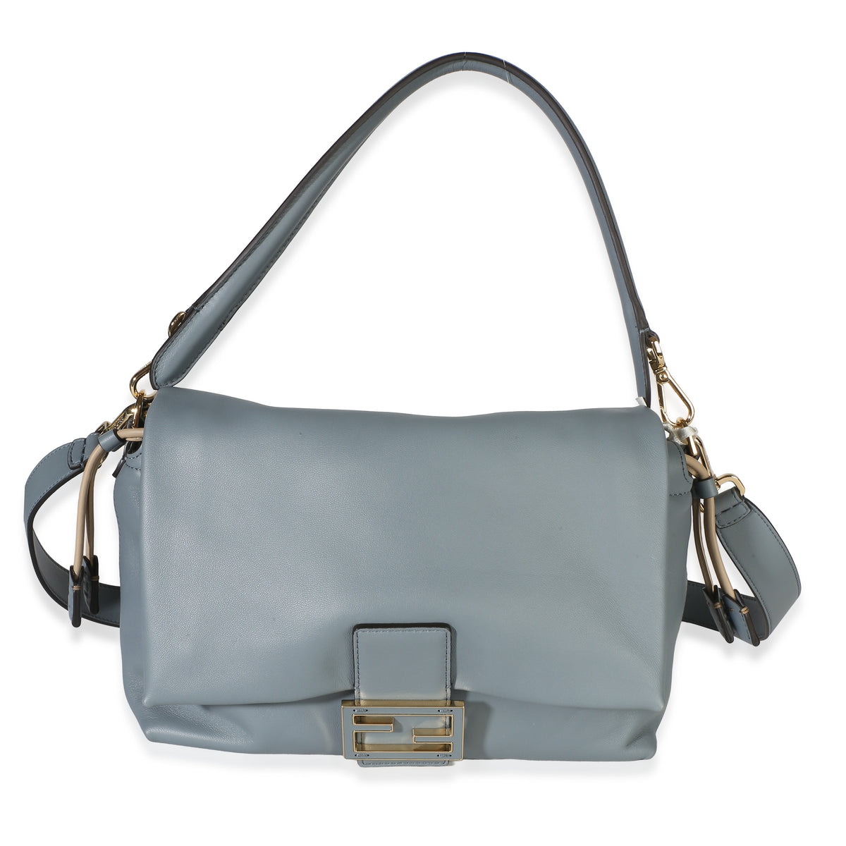 Fendi Mercury Blue Nappa Medium Mamma Baguette Shoulder Bag Handbag id