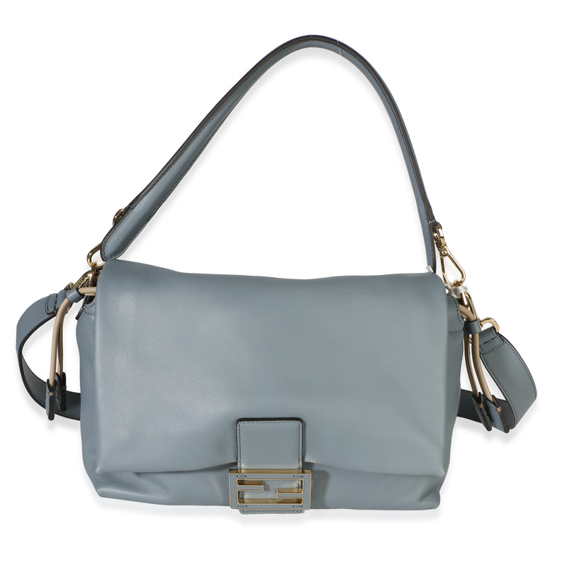 Fendi Mercury Blue Nappa Medium Mamma Baguette Shoulder Bag Handbag id