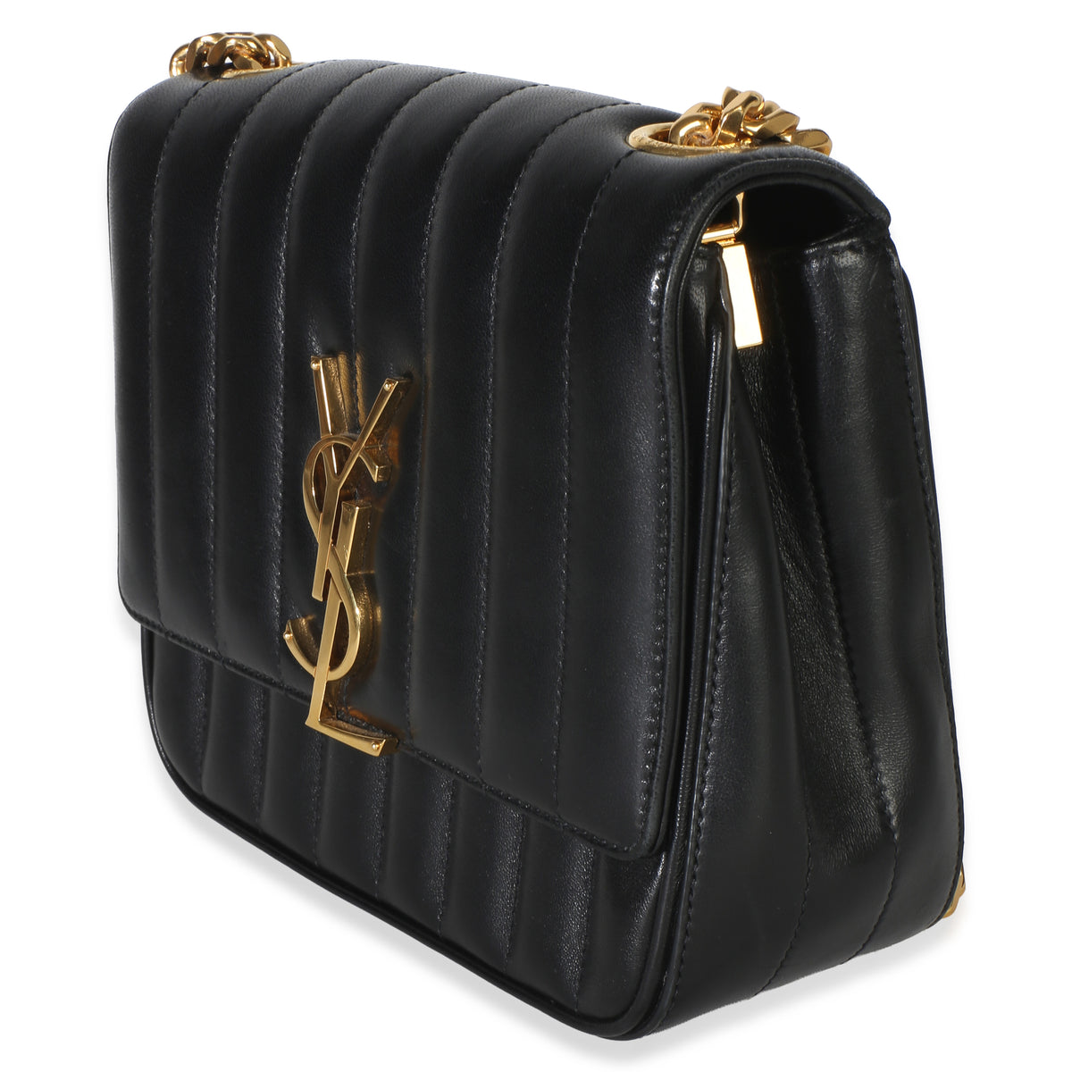 Saint Laurent Black Lambskin Matelasse Monogram Medium Vicky Chain Bag Handbag 2
