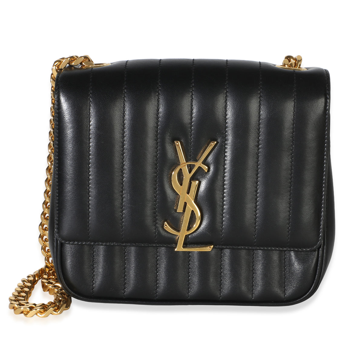 Saint Laurent Black Lambskin Matelasse Monogram Medium Vicky Chain Bag Handbag id