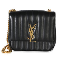 Saint Laurent Black Lambskin Matelasse Monogram Medium Vicky Chain Bag Handbag id