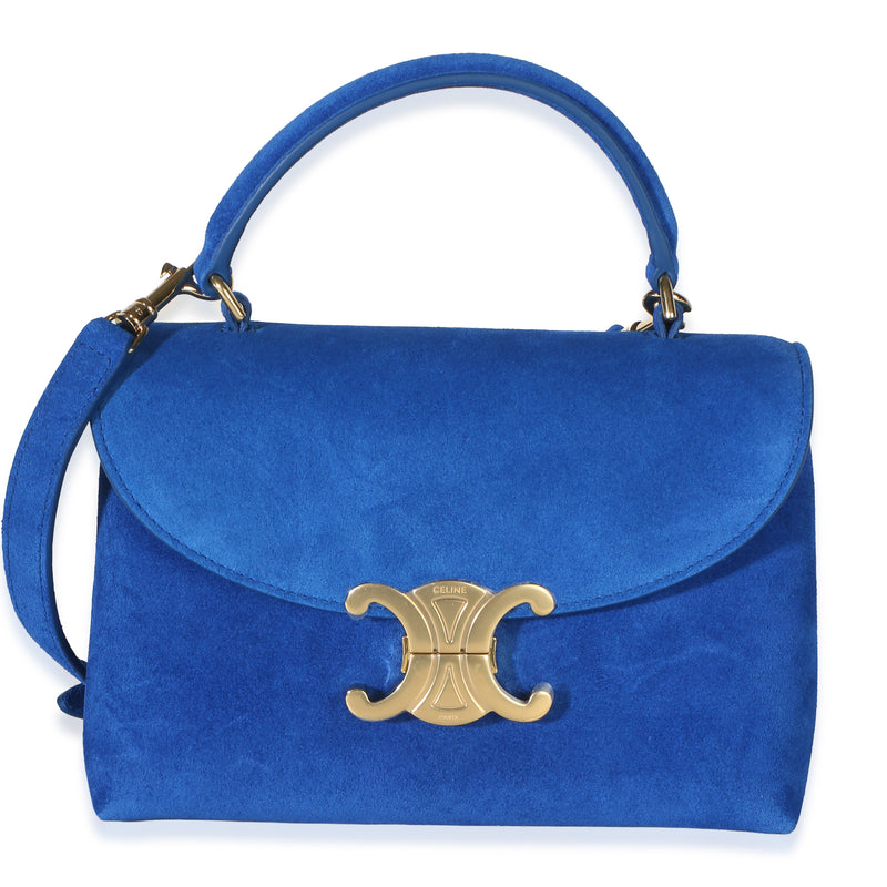 Celine Ultra Blue Suede Calfskin Teen Nino Top Handle Bag Handbag id