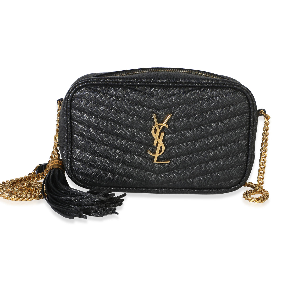 Saint Laurent Black Grain De Poudre Matelasse Mini Lou Camera Bag Handbag id