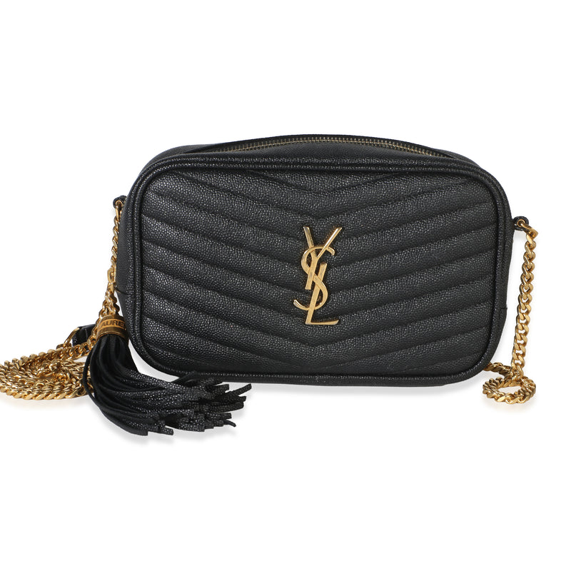 Saint Laurent Black Grain De Poudre Matelasse Mini Lou Camera Bag Handbag id