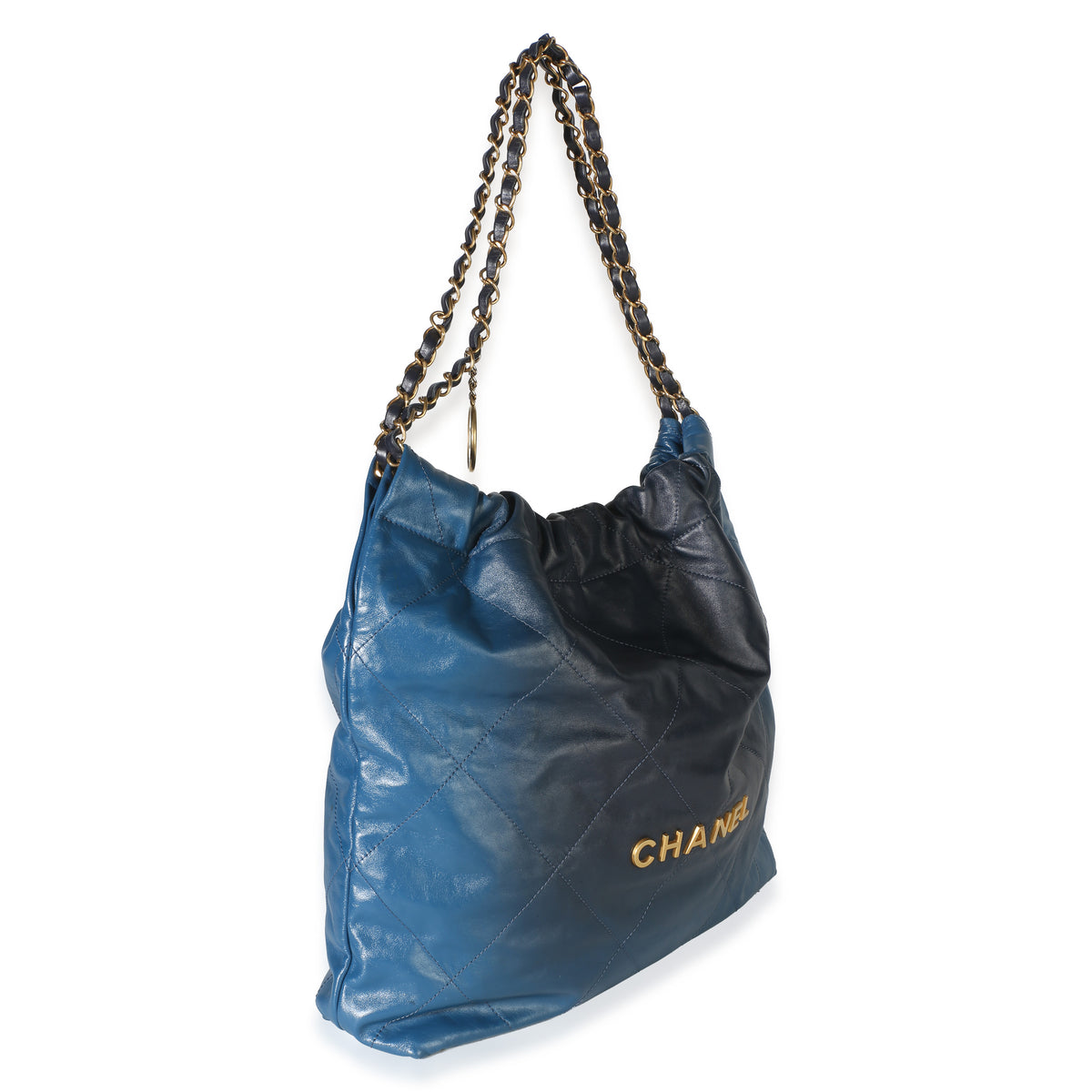 Chanel Blue Shaded Quilted Calfskin Medium  22 Hobo Handbag 3