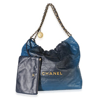 Chanel Blue Shaded Quilted Calfskin Medium  22 Hobo Handbag 8