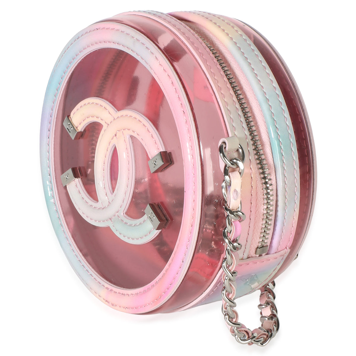 Chanel Pink Lambskin PVC Filigree Round Clutch With Chain Handbag 2