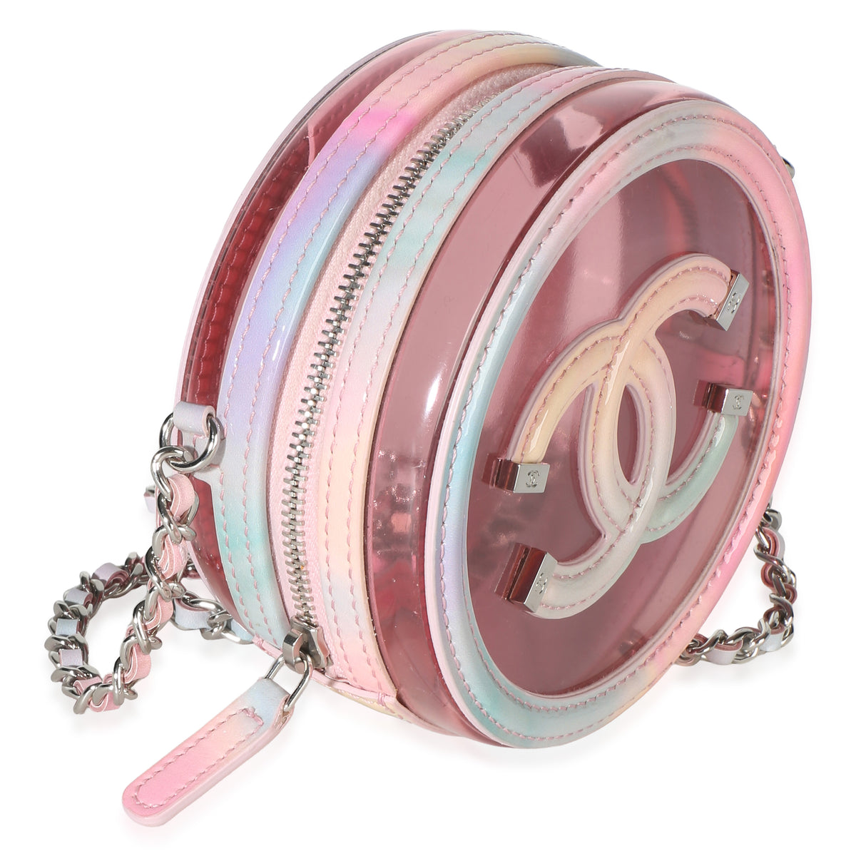 Chanel Pink Lambskin PVC Filigree Round Clutch With Chain Handbag 3