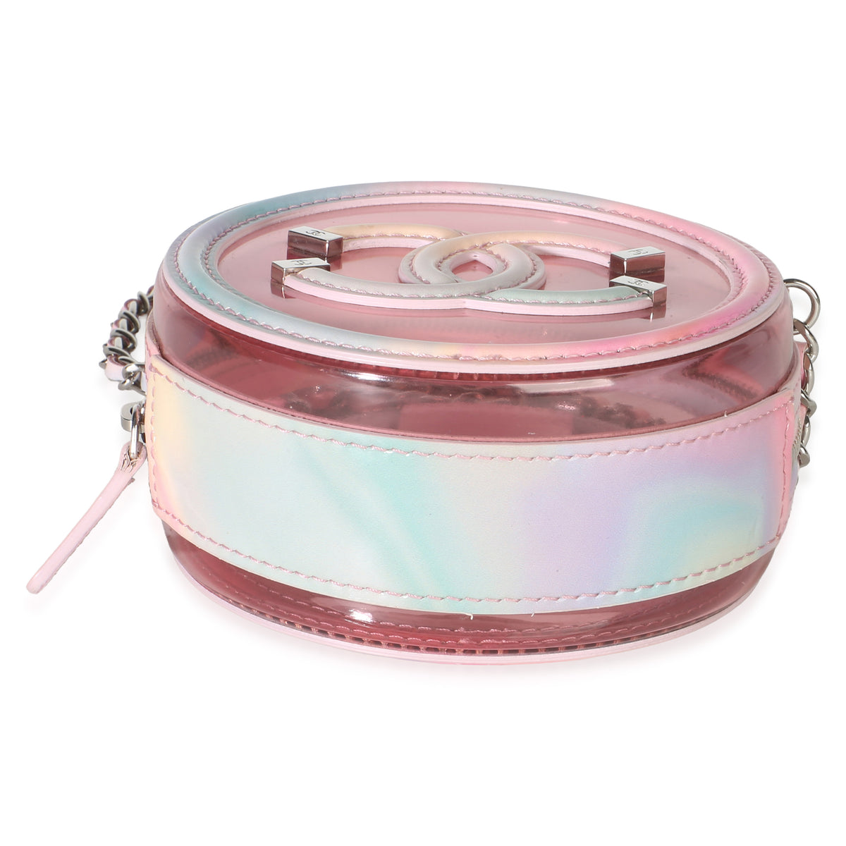 Chanel Pink Lambskin PVC Filigree Round Clutch With Chain Handbag 5