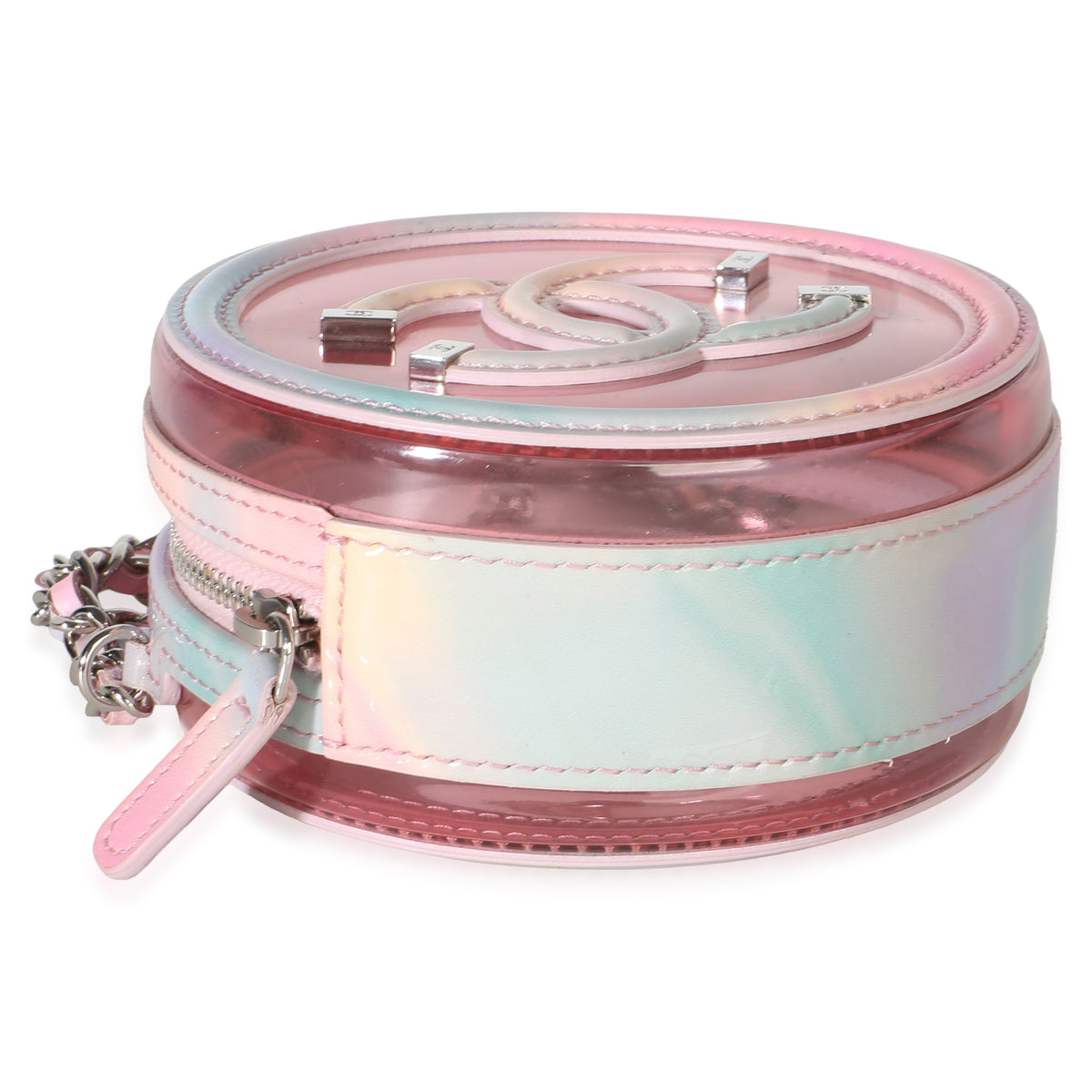 Chanel Pink Lambskin PVC Filigree Round Clutch With Chain Handbag 7
