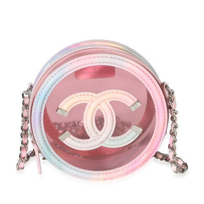 Chanel Pink Lambskin PVC Filigree Round Clutch With Chain Handbag id