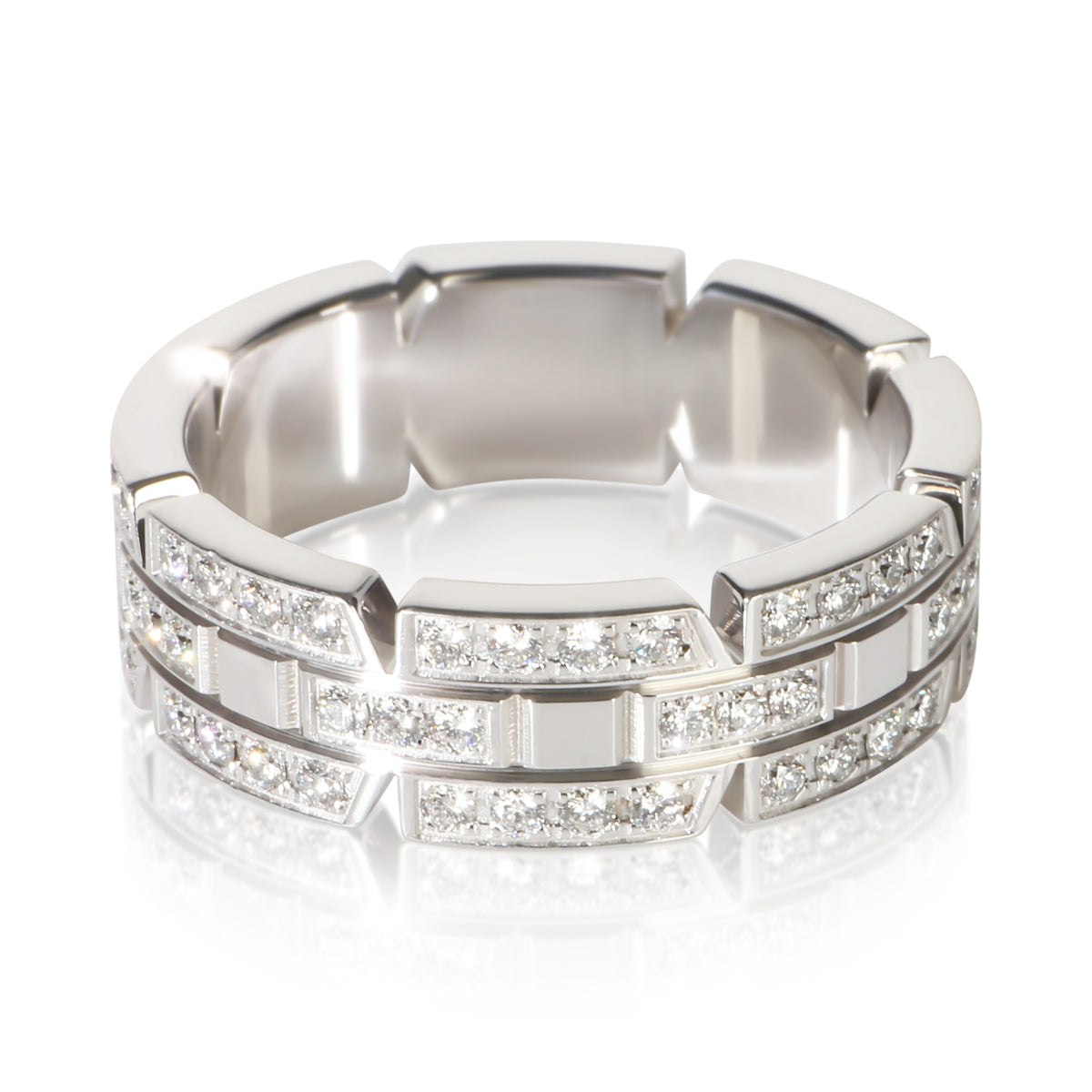 Cartier White Gold Diamond Tank Francaise Ring 3