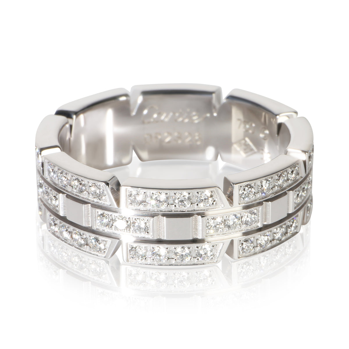 Cartier White Gold Diamond Tank Francaise Ring fv