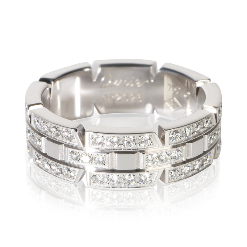 Cartier White Gold Diamond Tank Francaise Ring fv