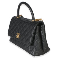 Chanel Black Quilted Caviar Medium Coco Top Handle Bag Handbag 2
