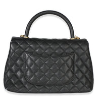 Chanel Black Quilted Caviar Medium Coco Top Handle Bag Handbag 4