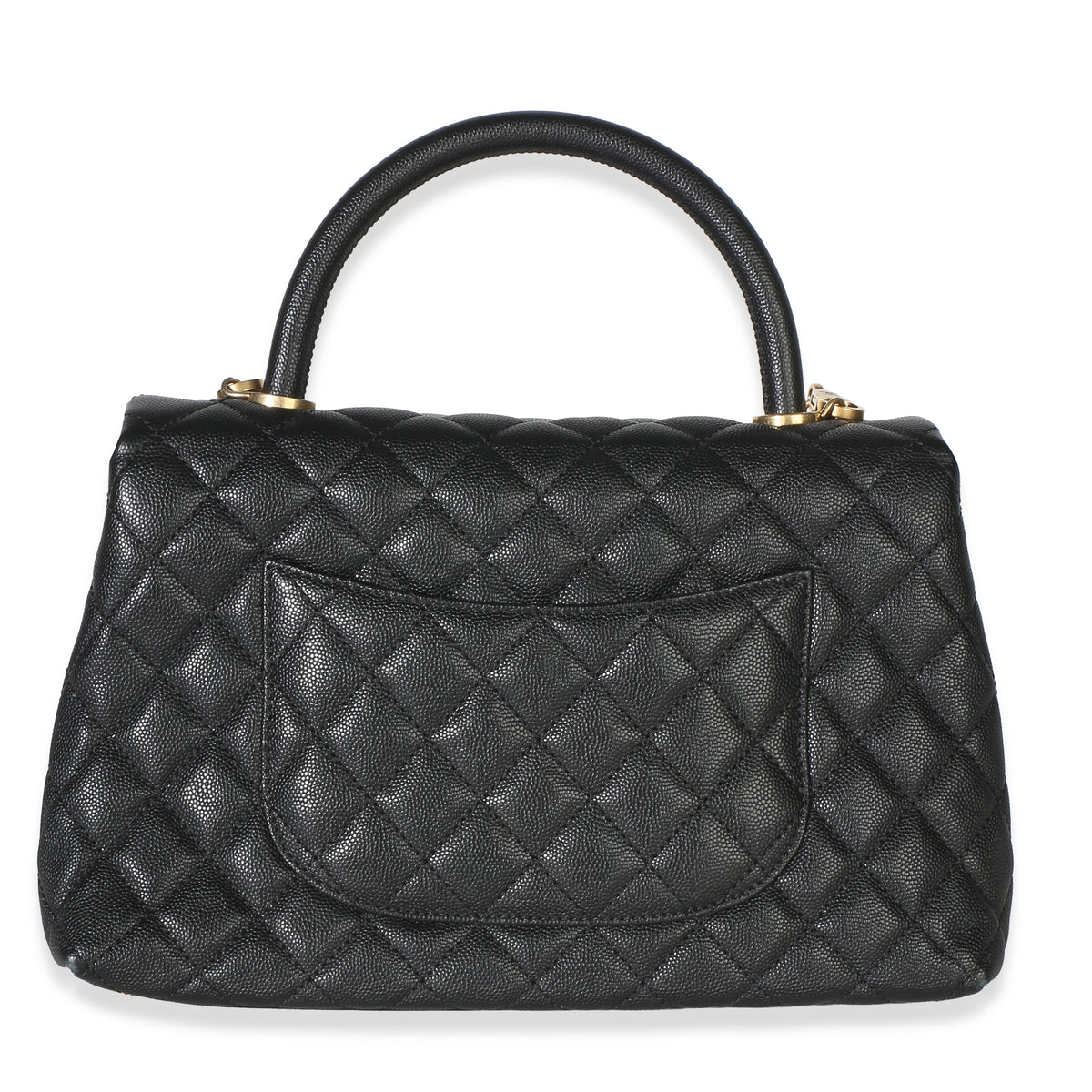 Chanel Black Quilted Caviar Medium Coco Top Handle Bag Handbag 4