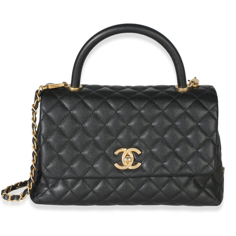 Chanel Black Quilted Caviar Medium Coco Top Handle Bag Handbag id