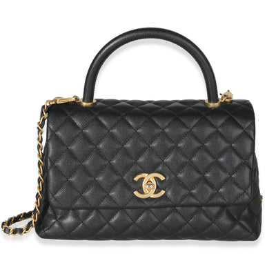 Chanel Black Quilted Caviar Medium Coco Top Handle Bag Handbag id