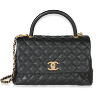 Chanel Black Quilted Caviar Medium Coco Top Handle Bag Handbag id