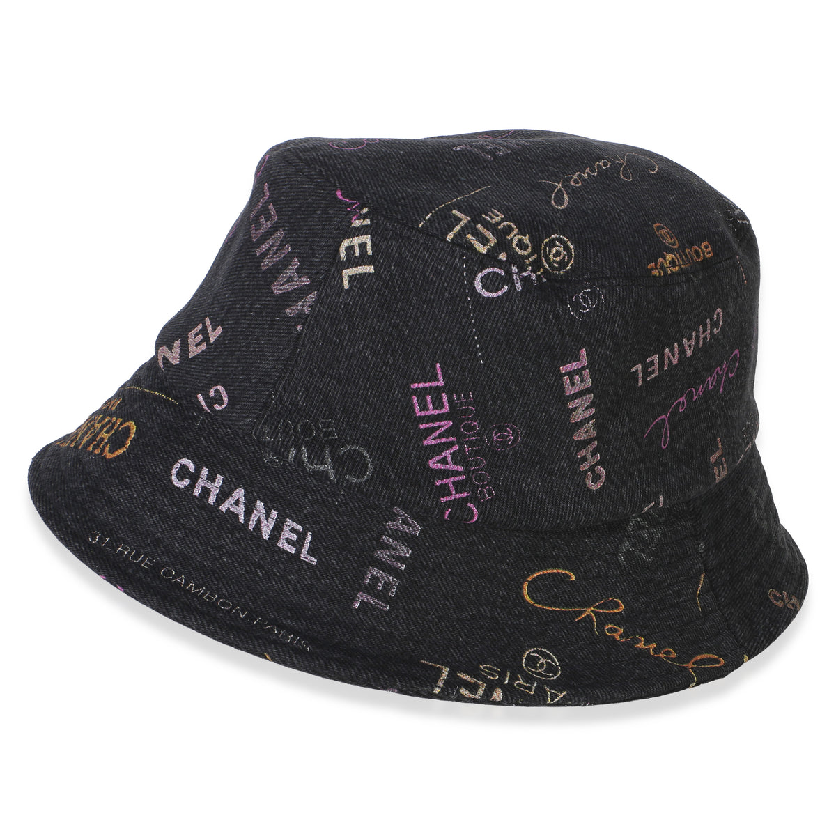 Chanel Black Multicolor Denim Mood Cloche Bucket Hat M 2