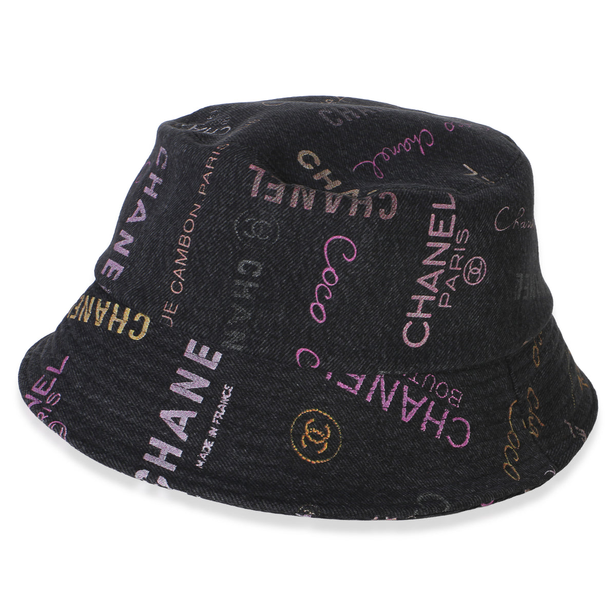 Chanel Black Multicolor Denim Mood Cloche Bucket Hat M 4