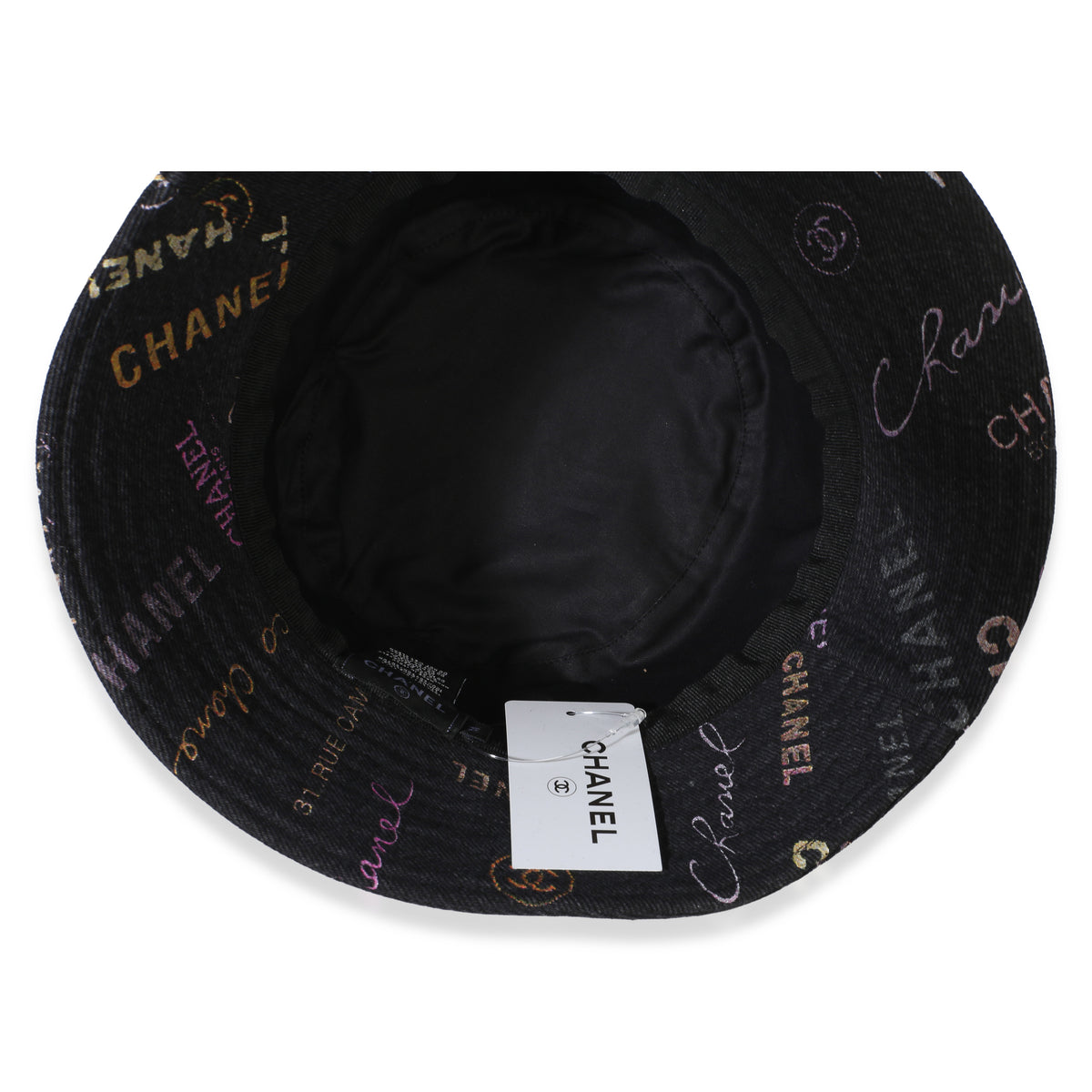 Chanel Black Multicolor Denim Mood Cloche Bucket Hat M 5