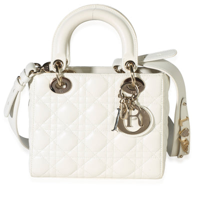 Christian Dior White Lambskin Cannage Small My ABCDior Lady Dior Bag Handbag id