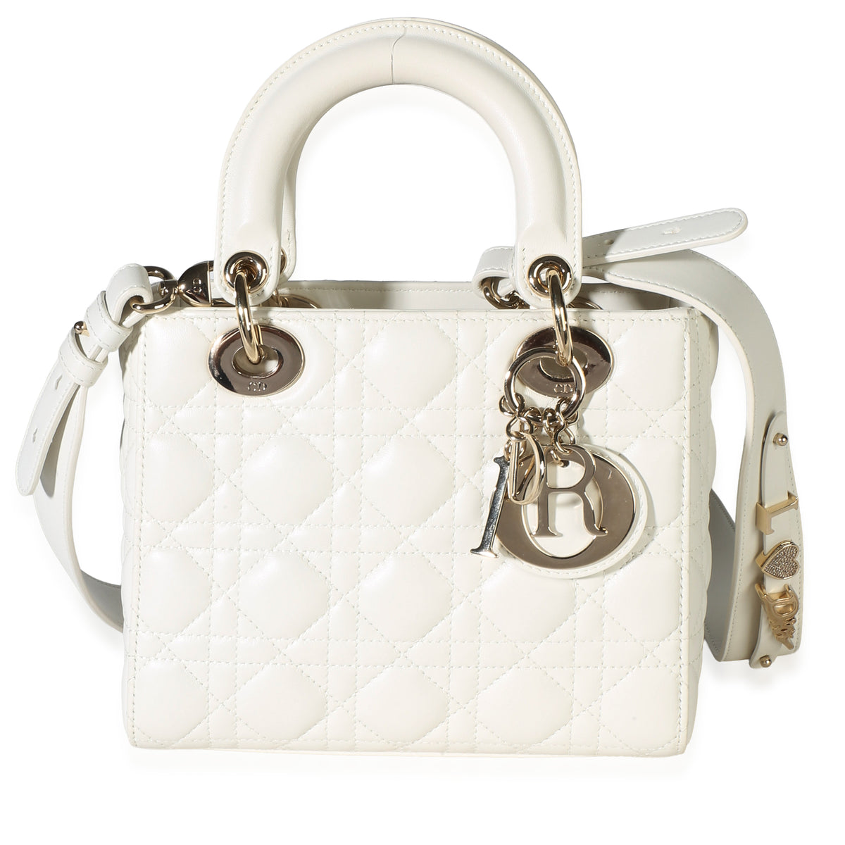 Christian Dior White Lambskin Cannage Small My ABCDior Lady Dior Bag Handbag id