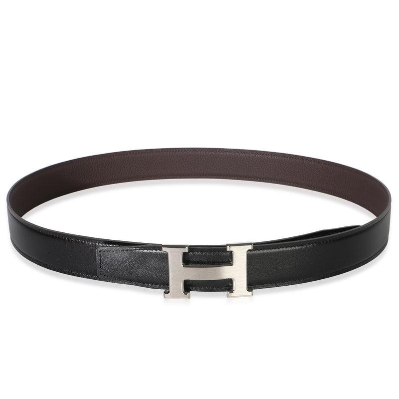 Hermès Black Box Ebene Togo Reversible H Buckle Belt 95 id