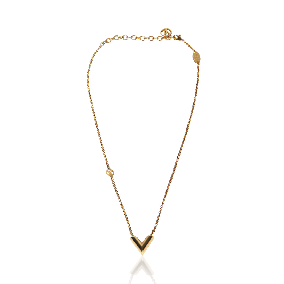 Louis Vuitton Gold Plated Essential V Necklace 3