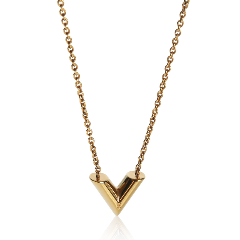 Louis Vuitton Gold Plated Essential V Necklace fv