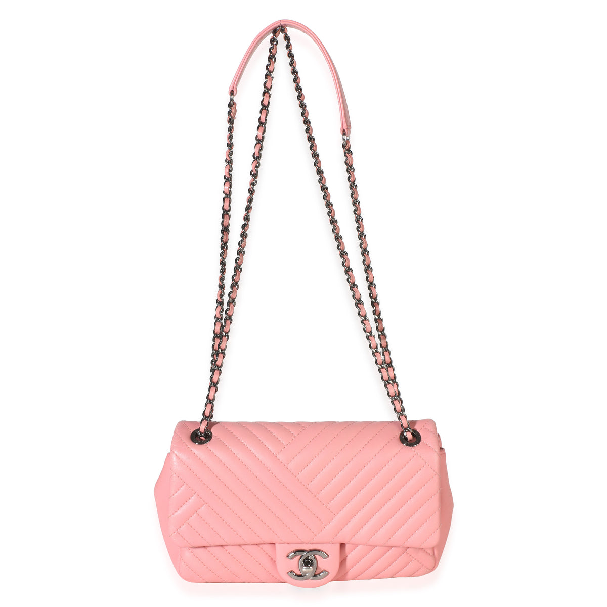 Chanel Pink Quilted Lambskin CC Crossing Mini Rectangular Flap Bag Handbag 8