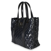 Chanel Navy Quilted Patent Boy Shopping Tote Handbag 2