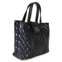 Chanel Navy Quilted Patent Boy Shopping Tote Handbag 3