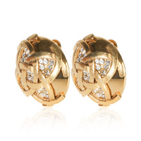 Chanel Gold Plated Vintage Strass Button Earrings 2