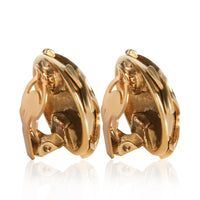 Chanel Gold Plated Vintage Strass Button Earrings 3