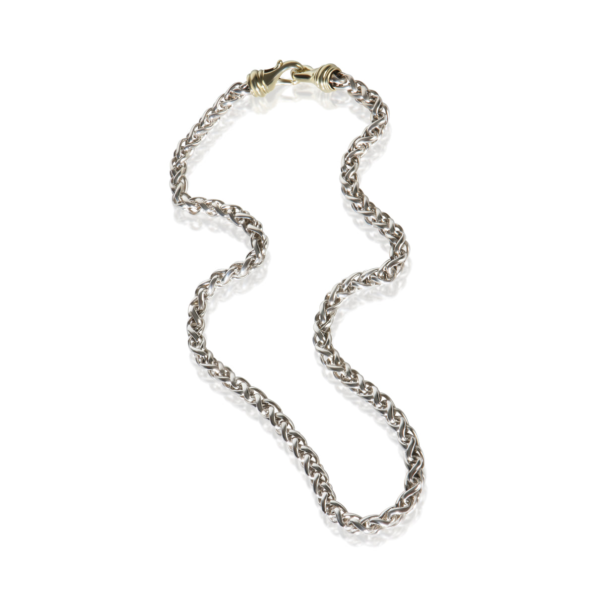 David Yurman Yellow Gold & Sterling Silver Wheat Chain Necklace 3