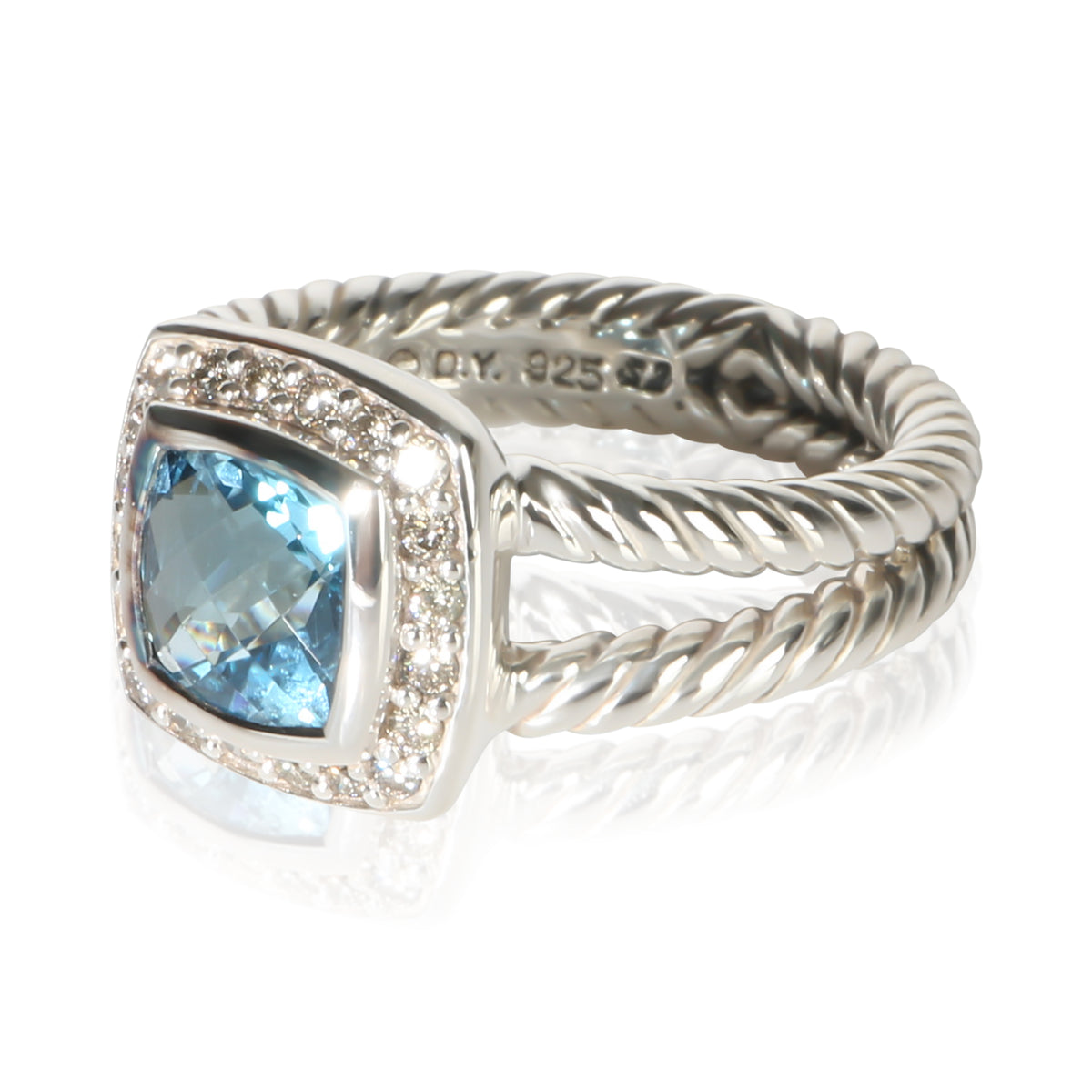 David Yurman Sterling Silver Topaz and Diamond Petite Albion Ring 2