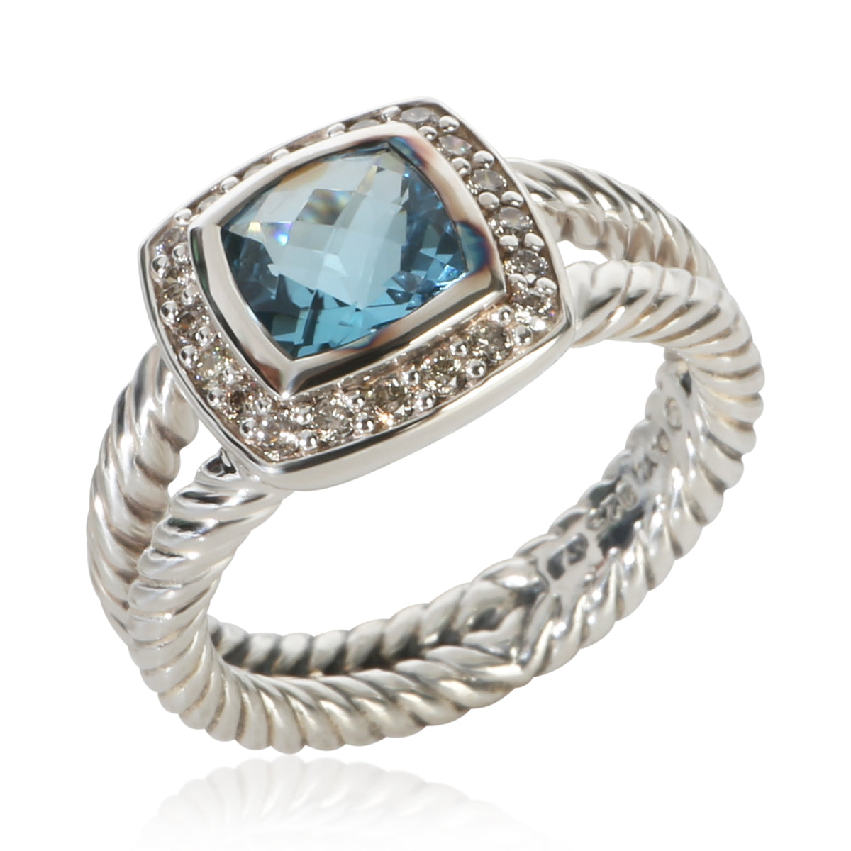 David Yurman Sterling Silver Topaz and Diamond Petite Albion Ring 4