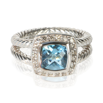 David Yurman Sterling Silver Topaz and Diamond Petite Albion Ring fv