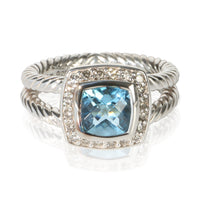 David Yurman Sterling Silver Topaz and Diamond Petite Albion Ring fv