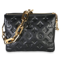 Louis Vuitton Black Monogram Embossed Lambskin Coussin BB Handbag fv