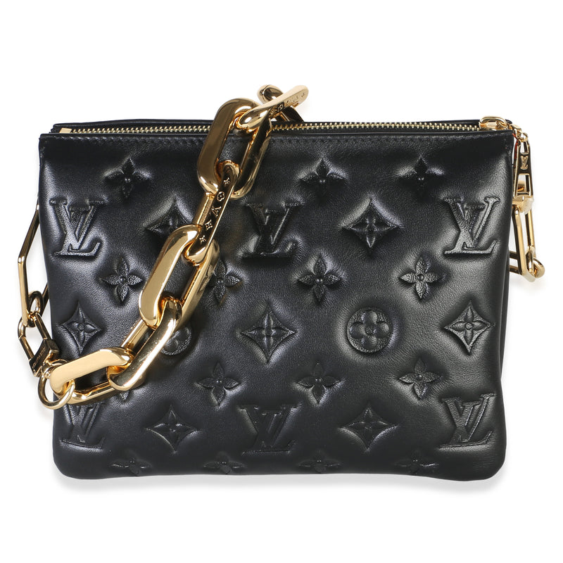 Louis Vuitton Black Monogram Embossed Lambskin Coussin BB Handbag fv