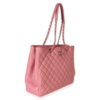 Chanel Pink Quilted Caviar CC Large Shopper Tote Handbag 3