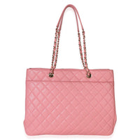 Chanel Pink Quilted Caviar CC Large Shopper Tote Handbag 4