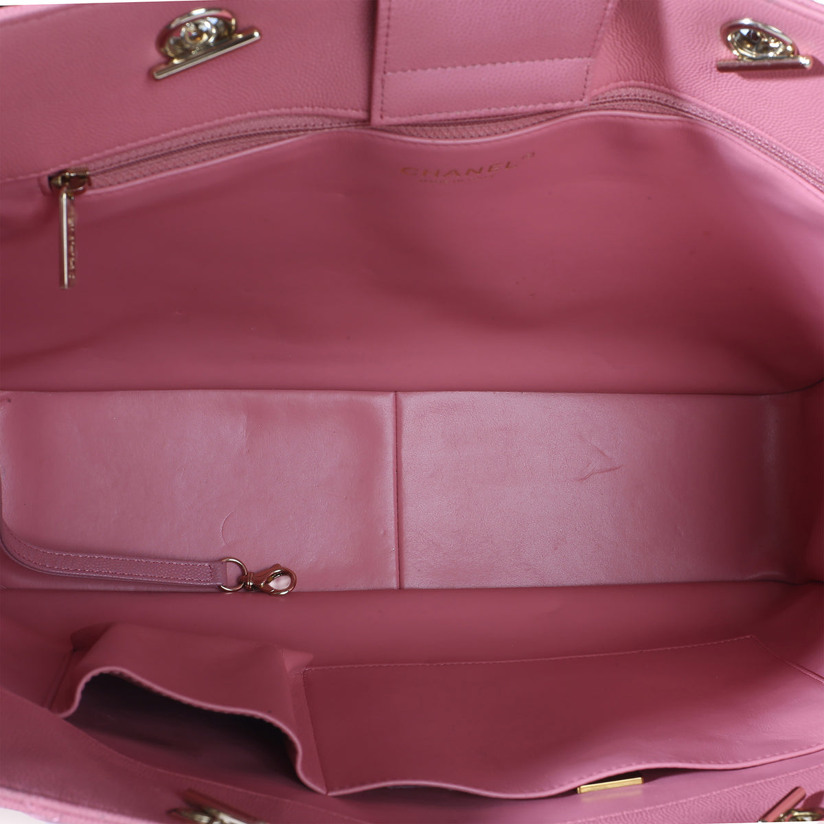 Chanel Pink Quilted Caviar CC Large Shopper Tote Handbag 8