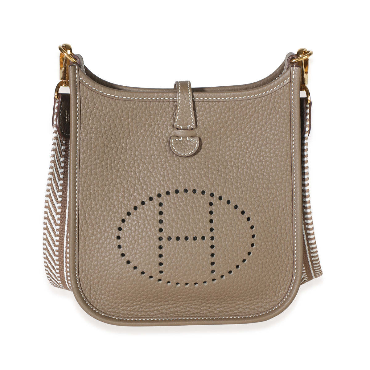 Hermès Etoupe Gris Pale Etoupe Clemence Amazone Mini Evelyne 16 TPM GHW Handbag id