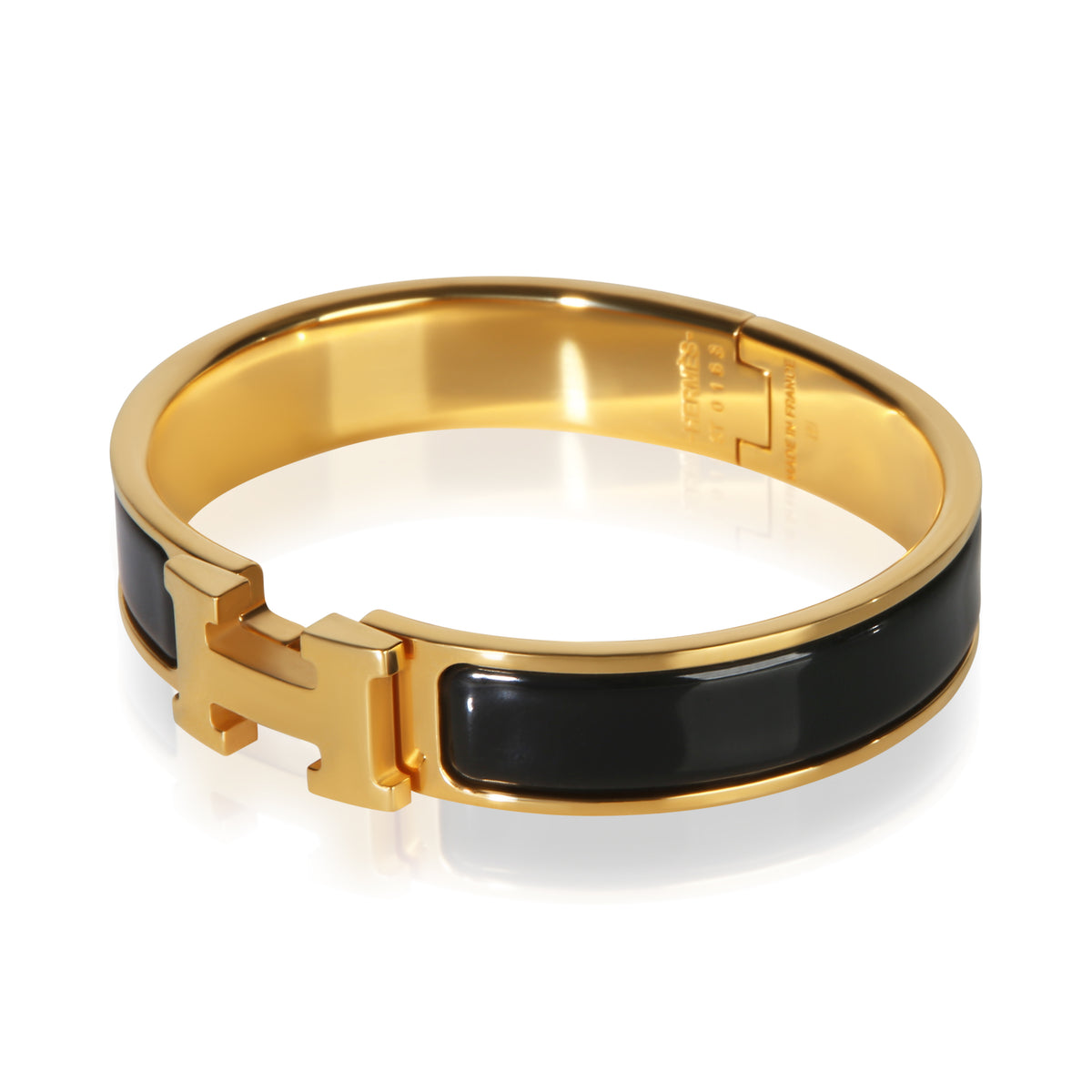 Hermès Gold Plated Clic H In Noir Bracelet 2